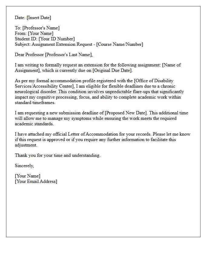 Neurological Disorder Assignment Extension Accommodation Letter