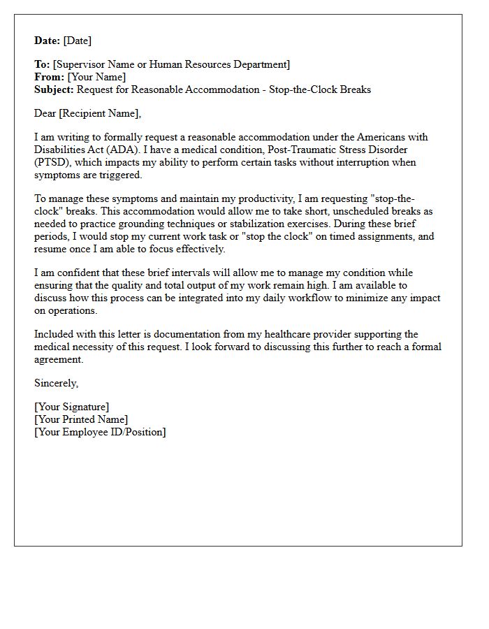 Post Traumatic Stress Disorder Stop The Clock Breaks Accommodation Letter