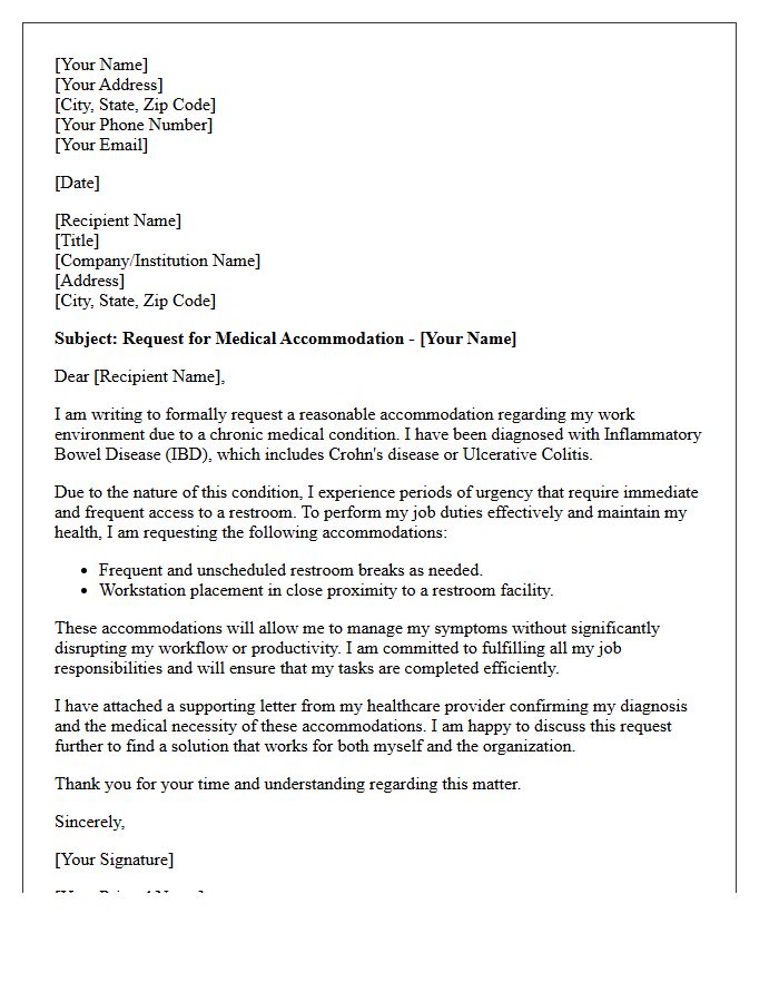 Inflammatory Bowel Disease Frequent Restroom Breaks Accommodation Letter