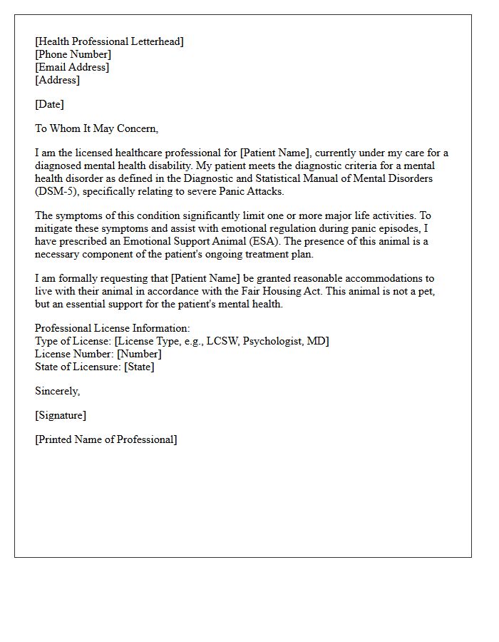 Emotional Support Animal Prescription Letter For Panic Attacks