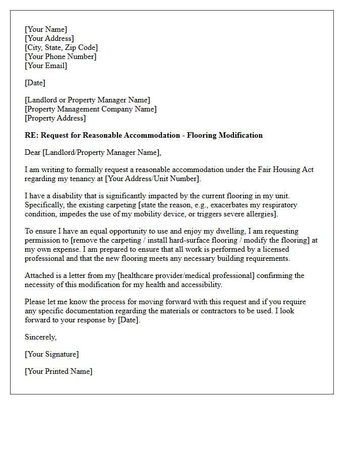 Carpet Removal and Flooring Modification Accommodation Letter