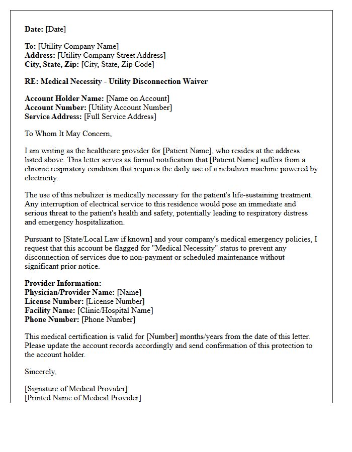 Nebulizer Treatment Utility Disconnection Waiver Letter