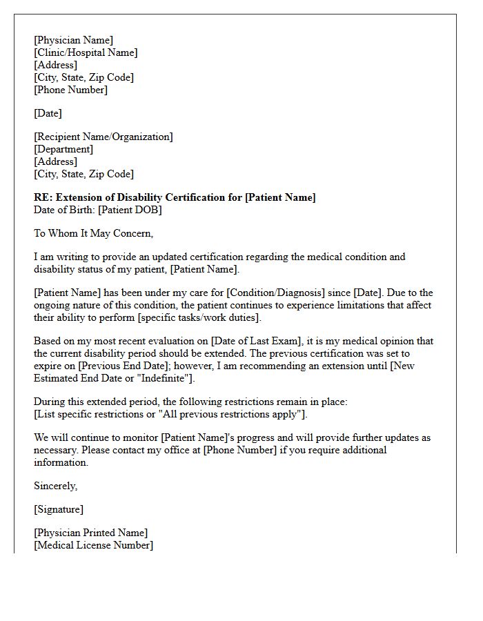 Extension of Disability Certification Letter