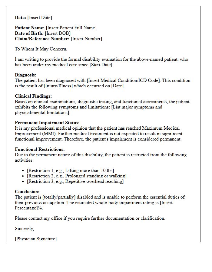 Permanent Disability Evaluation Letter