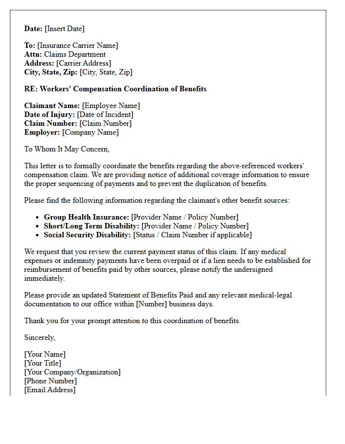 Workers Compensation Coordination Letter