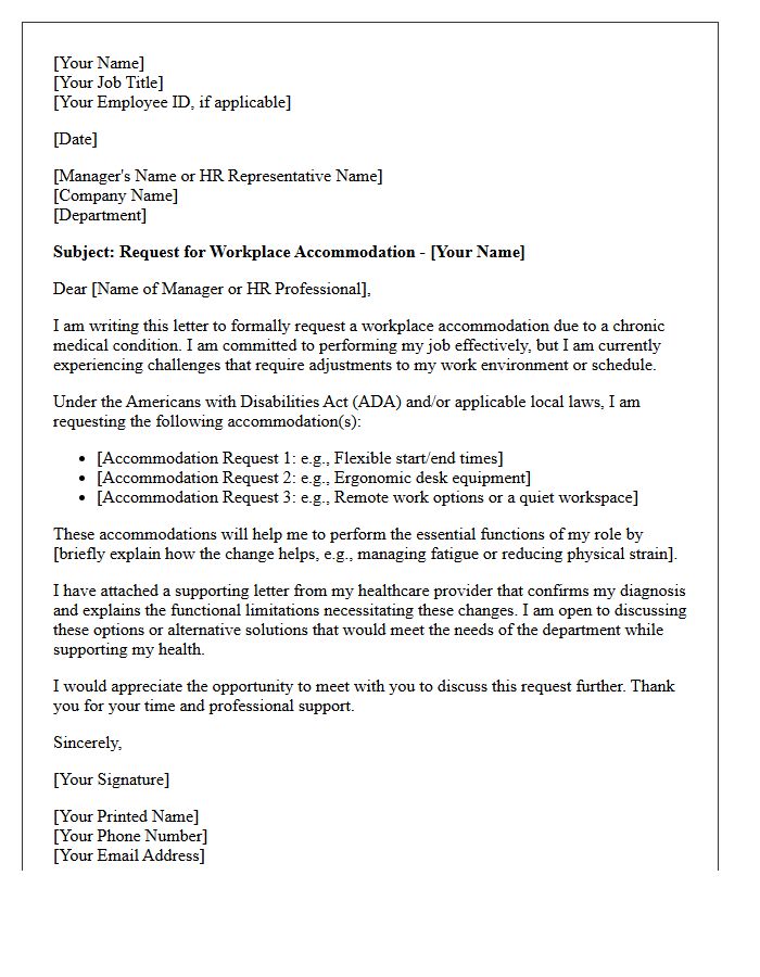 Chronic Condition Workplace Accommodation Letter