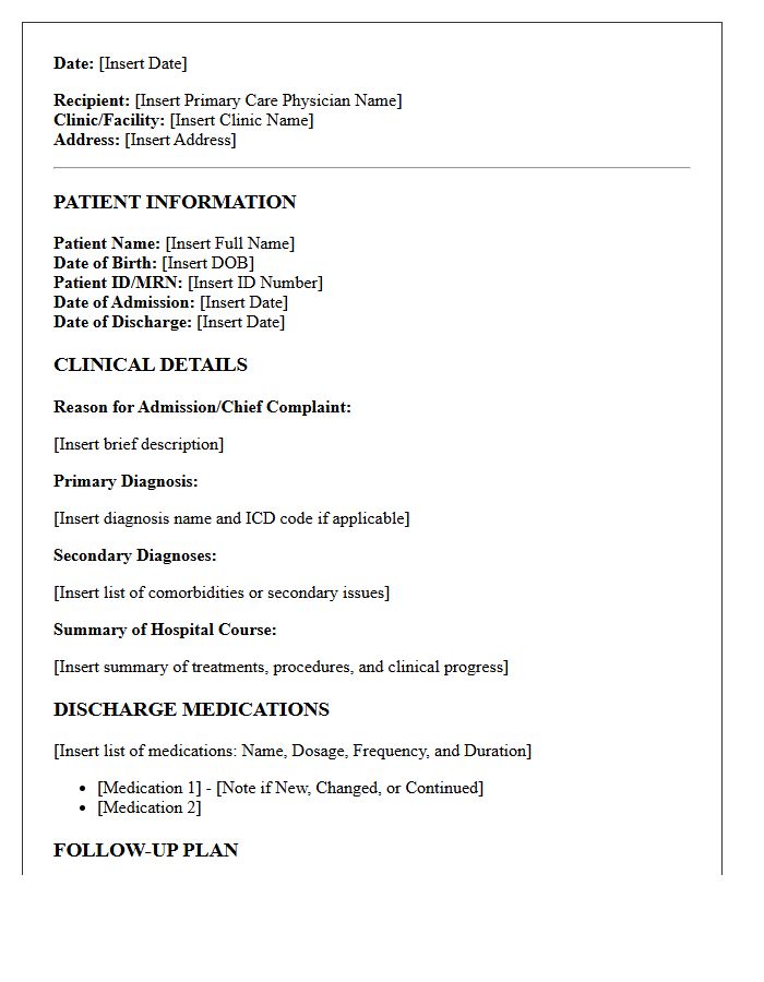 Standard General Patient Discharge Summary Letter