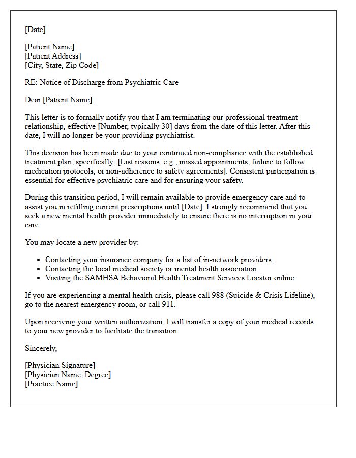 Non-Compliant Psychiatric Treatment Discharge Letter