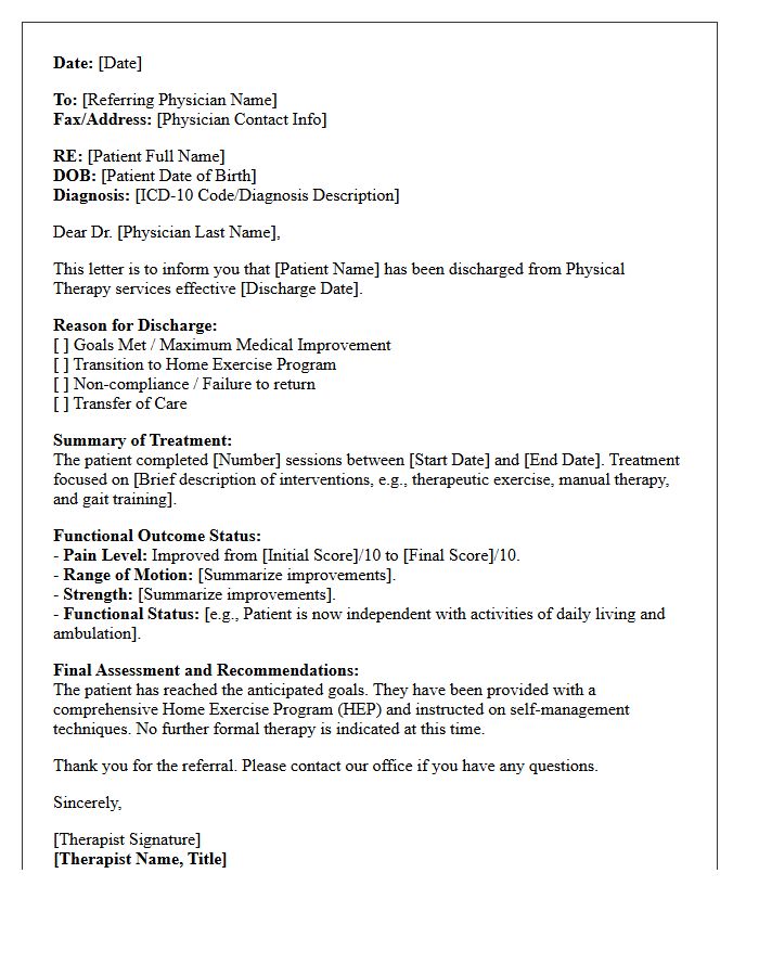Standard Physical Therapy Rehabilitation Discharge Letter