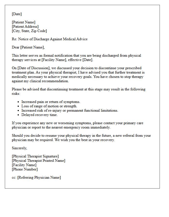 Against Medical Advice Physical Therapy Discharge Letter