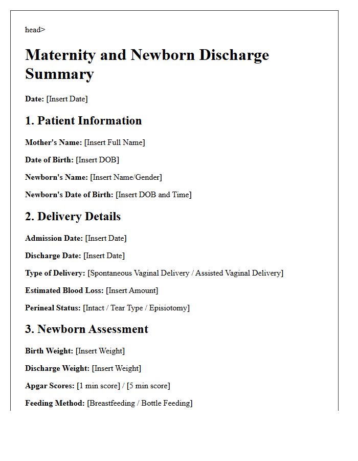 Uncomplicated Maternity And Newborn Care Discharge Letter