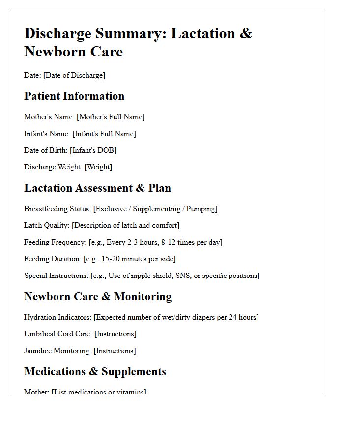 Lactation Consultation Maternity And Newborn Care Discharge Letter