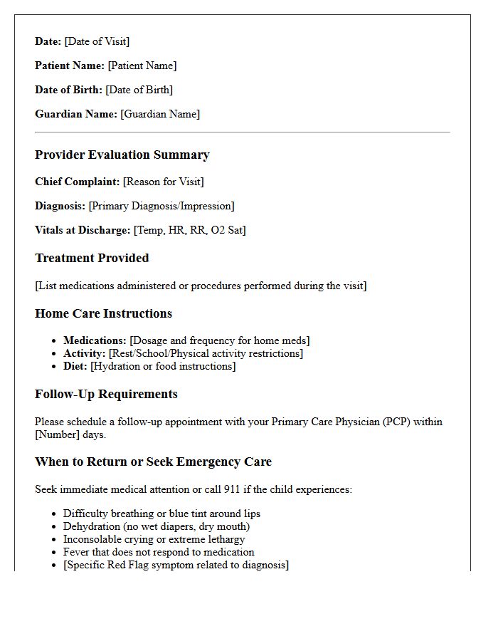 Pediatric Urgent Care Evaluation Discharge Letter