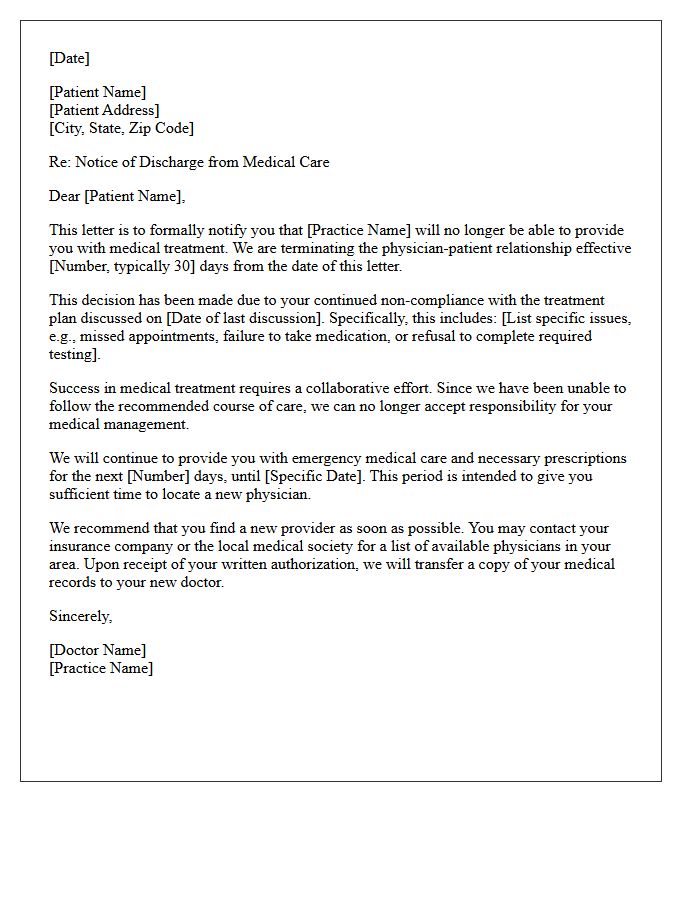 Discharge Letter Due to Treatment Non-Compliance