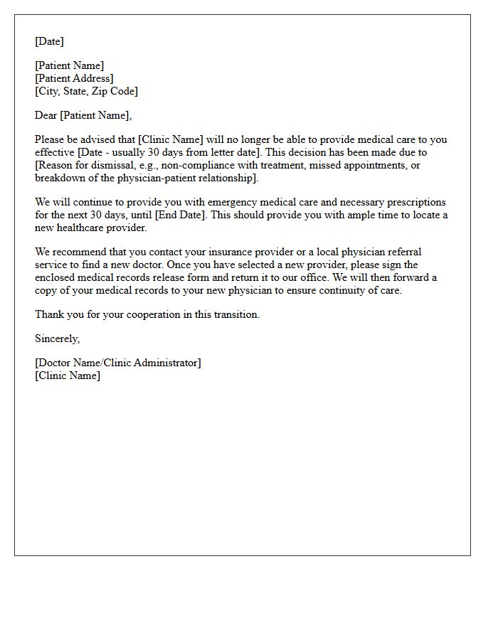 Medical Clinic Patient Dismissal Letter