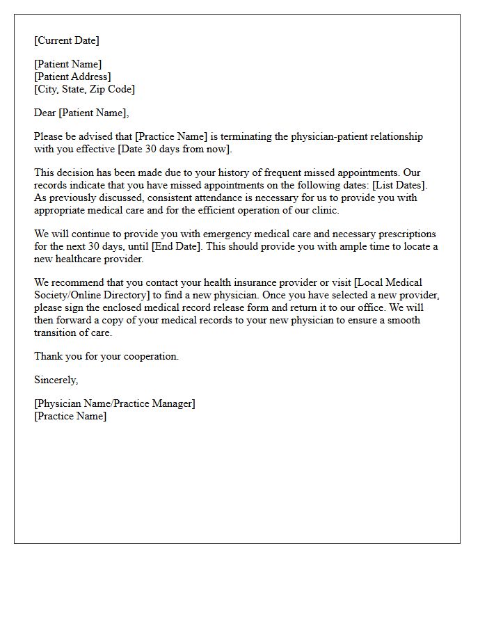 Chronic Missed Appointments Patient Discharge Letter