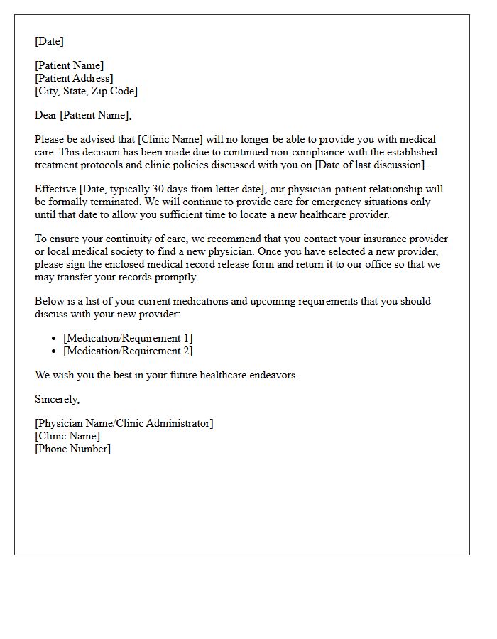 Clinic Discharge Letter for Protocol Non-Compliance