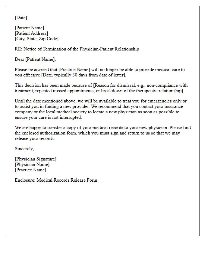 Official Notice of Patient Dismissal Letter