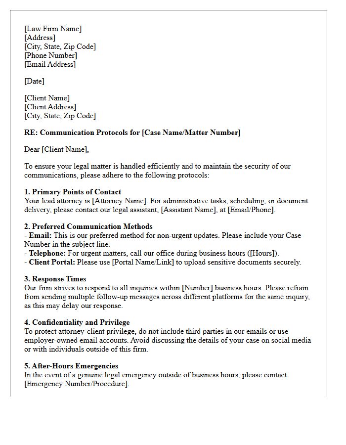 Attorney and Client Communication Letter Protocols