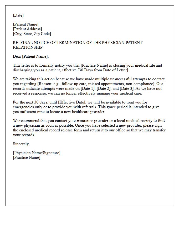 Final Attempt To Contact Discharge Letter