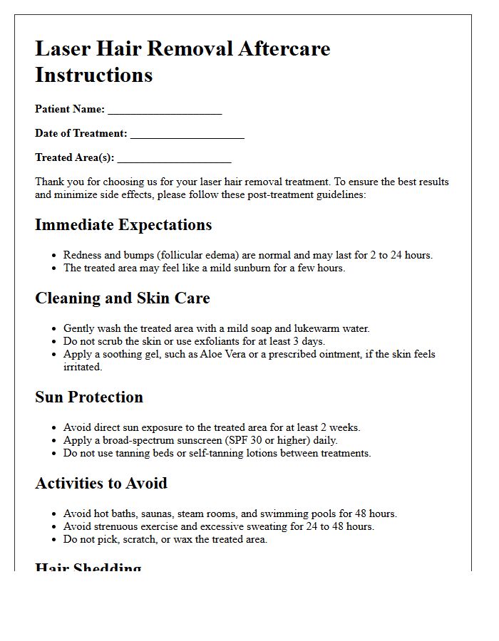 Laser Hair Removal Aftercare Discharge Letter