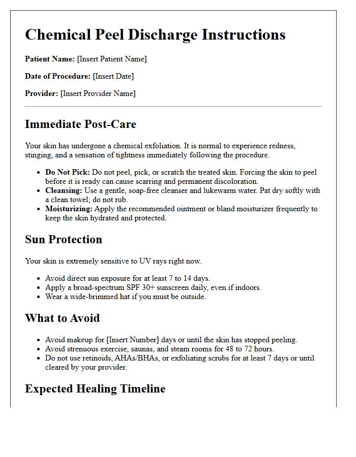 Chemical Peel Skin Resurfacing Discharge Letter