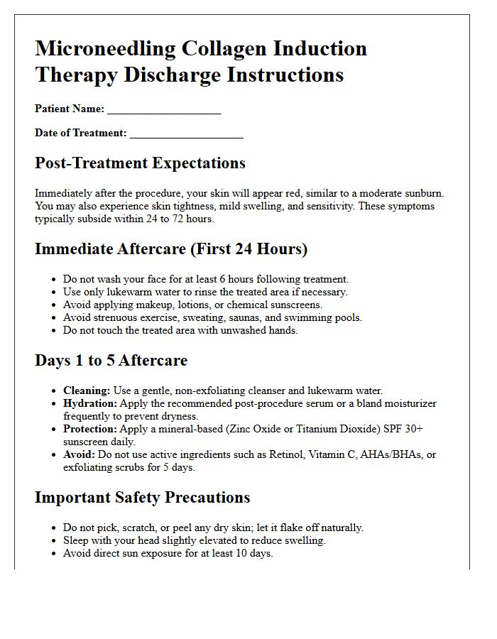 Microneedling Collagen Induction Discharge Letter