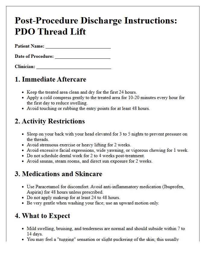 Polydioxanone Thread Lift Recovery Discharge Letter