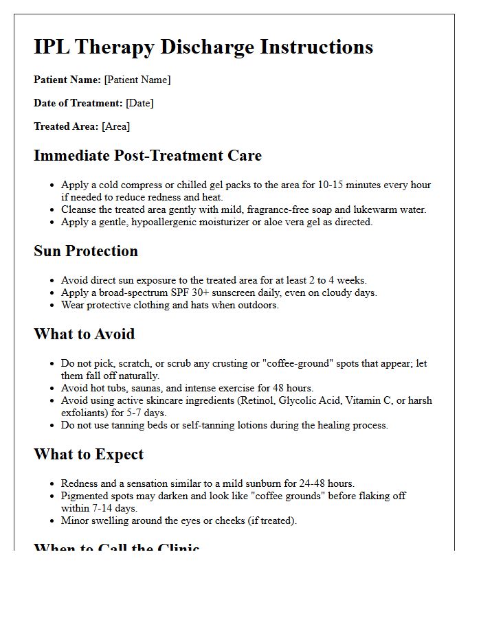 Intense Pulsed Light Therapy Discharge Letter