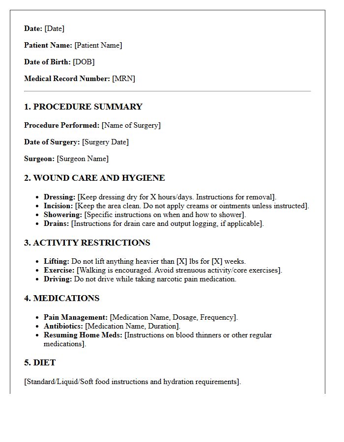 Surgical Oncology Post-Operative Discharge Letter