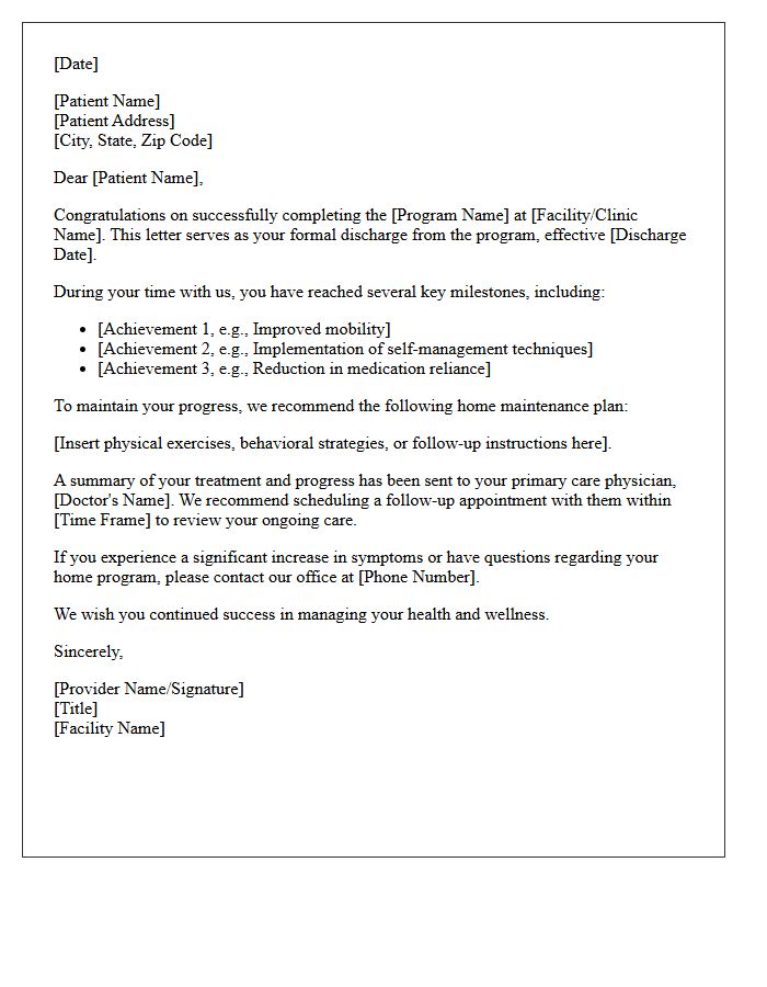 Successful Completion of Pain Management Program Discharge Letter