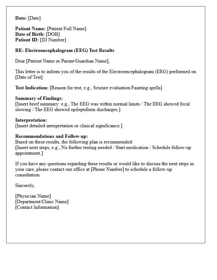 Electroencephalogram Diagnostic Letter Results