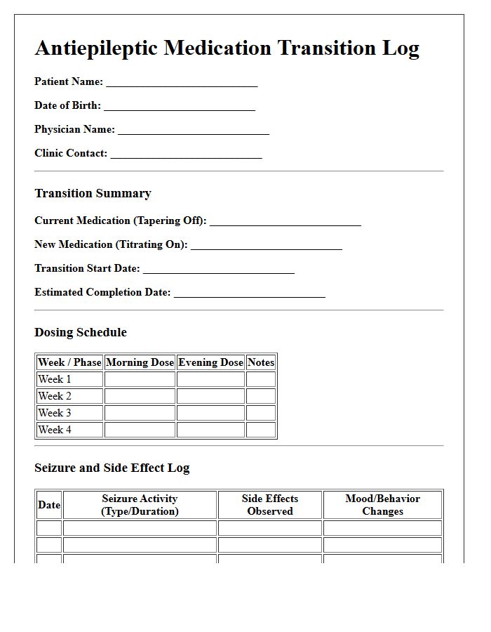 Antiepileptic Medication Transition Letter Log