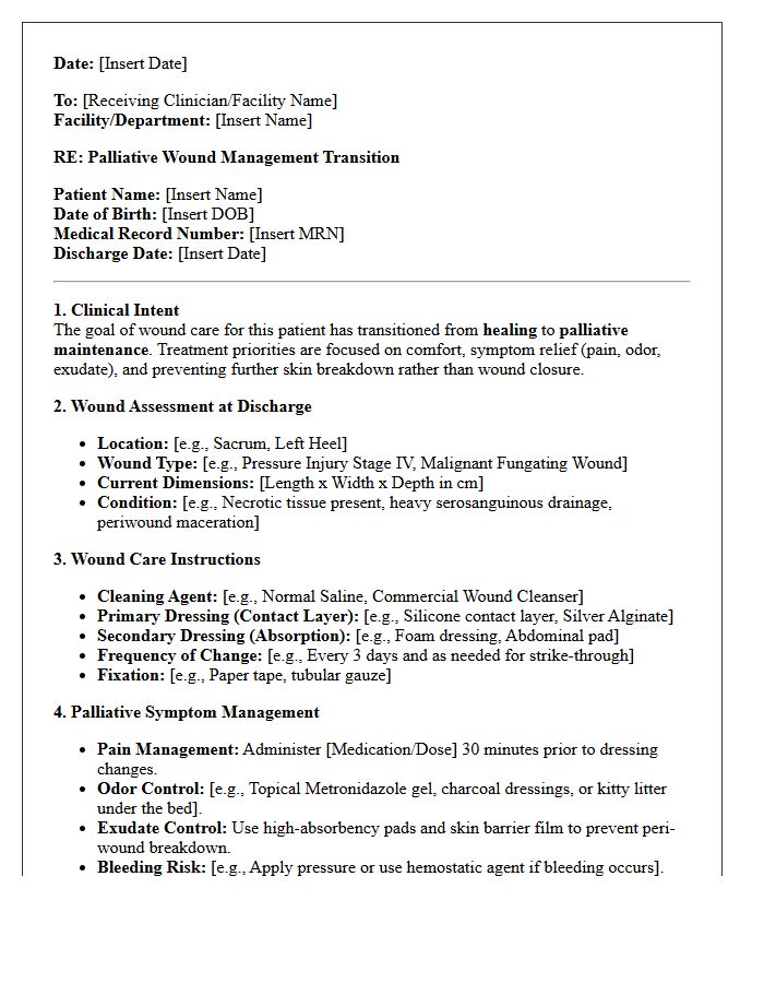 Palliative Wound Management Transition Discharge Letter