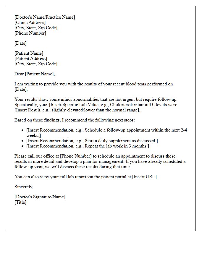 Non-Urgent Abnormal Blood Work Results Letter