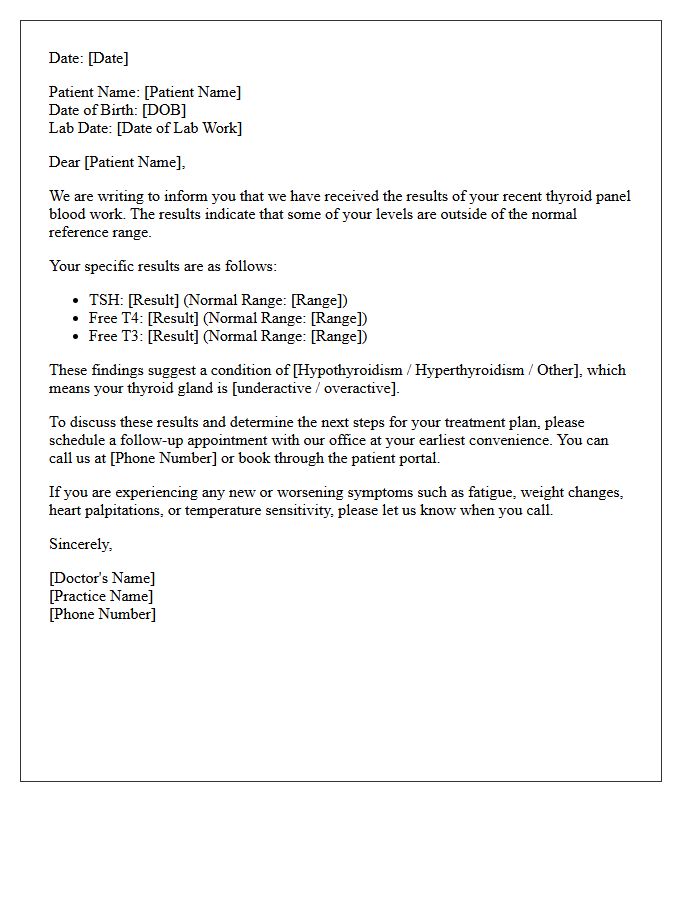 Abnormal Thyroid Panel Blood Work Results Letter