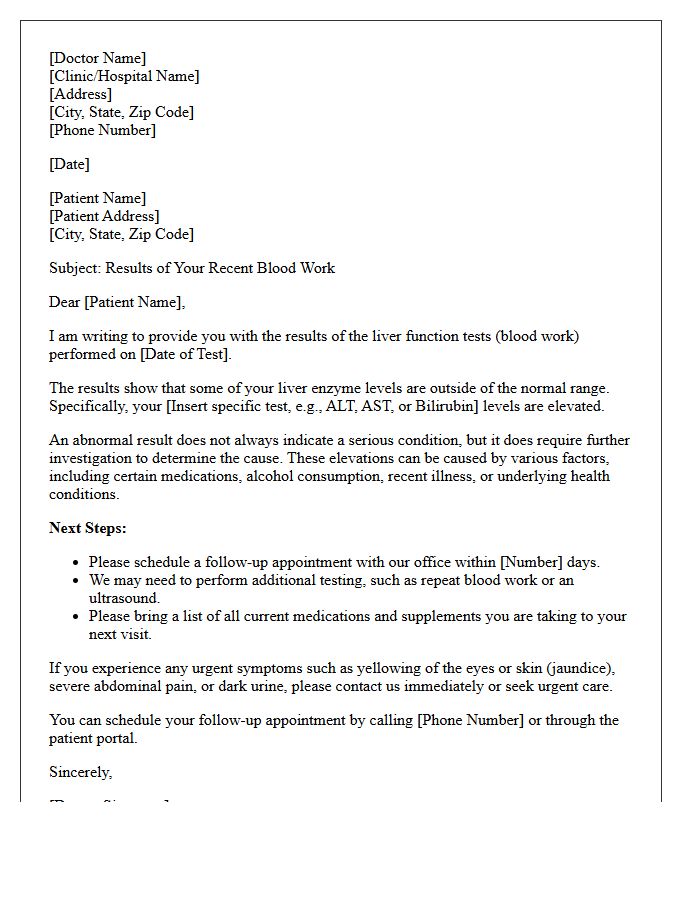 Abnormal Liver Function Blood Work Results Letter