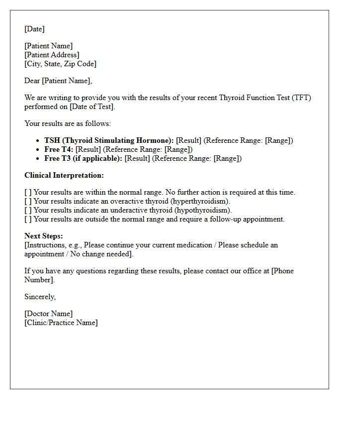 Thyroid Function Test Results Letter