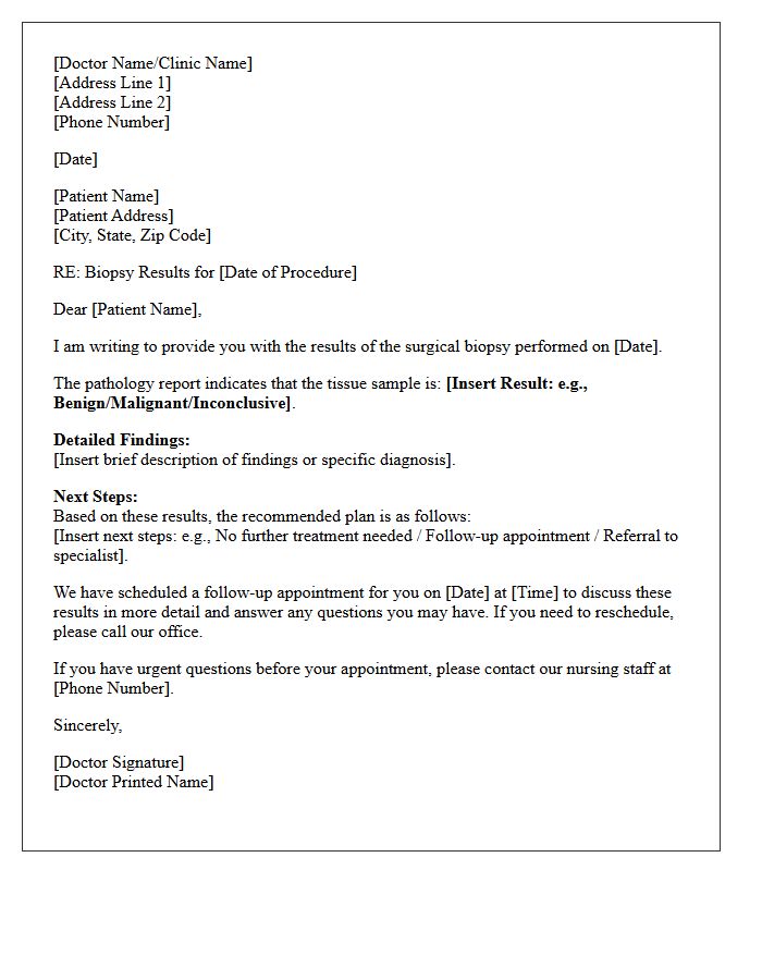 Surgical Biopsy Results Letter