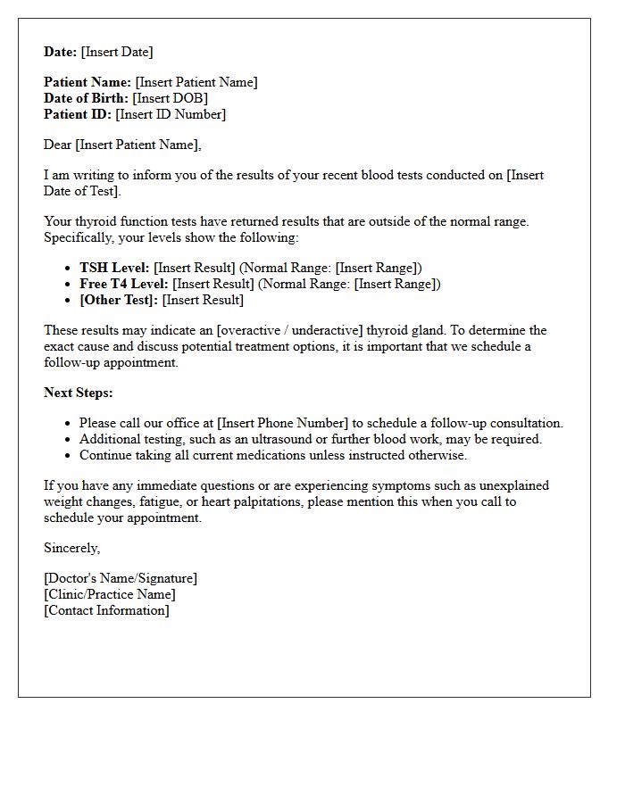 Abnormal Thyroid Function Test Results Letter