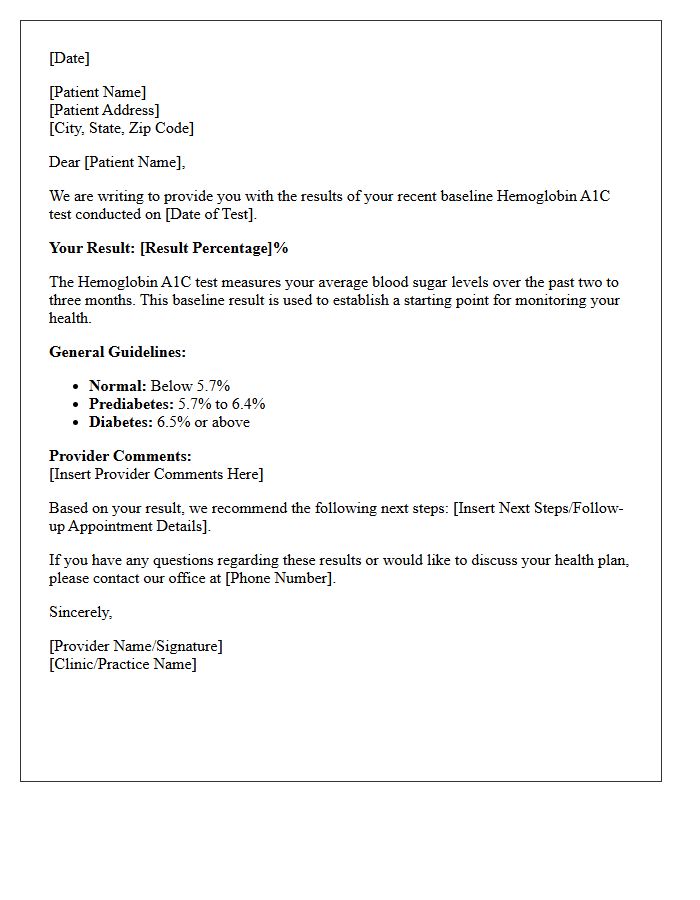 Baseline Hemoglobin A1C Evaluation Results Letter