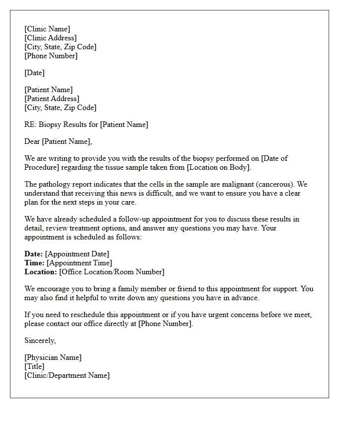 Malignant Biopsy Results Notification Letter
