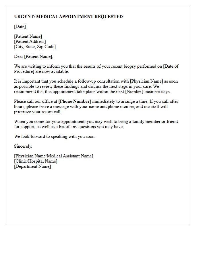 Urgent Biopsy Results Consultation Letter