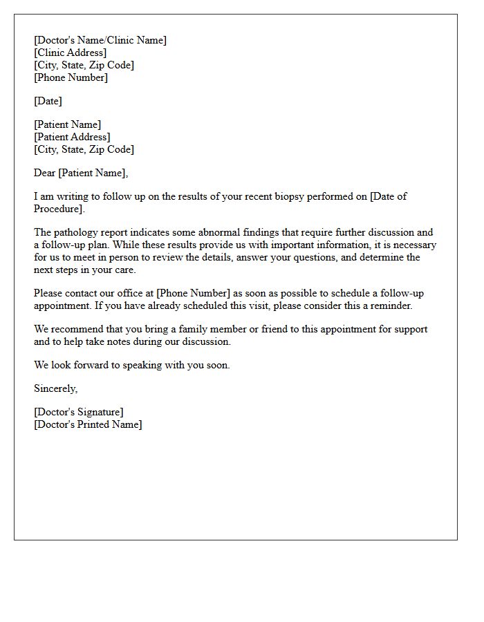 Abnormal Biopsy Results Follow-Up Letter