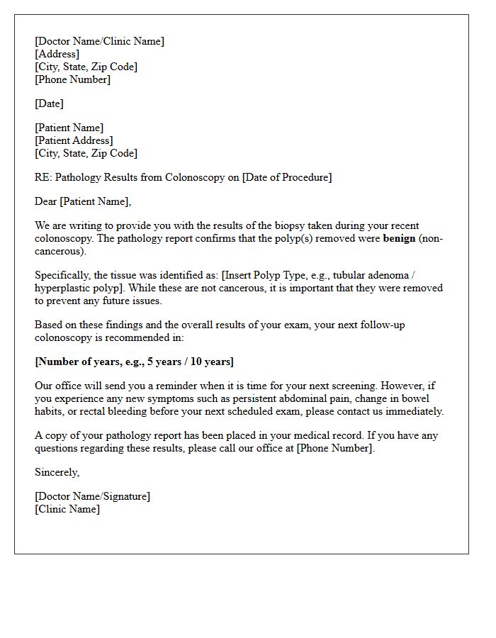 Benign Colonoscopy Polyp Pathology Results Letter