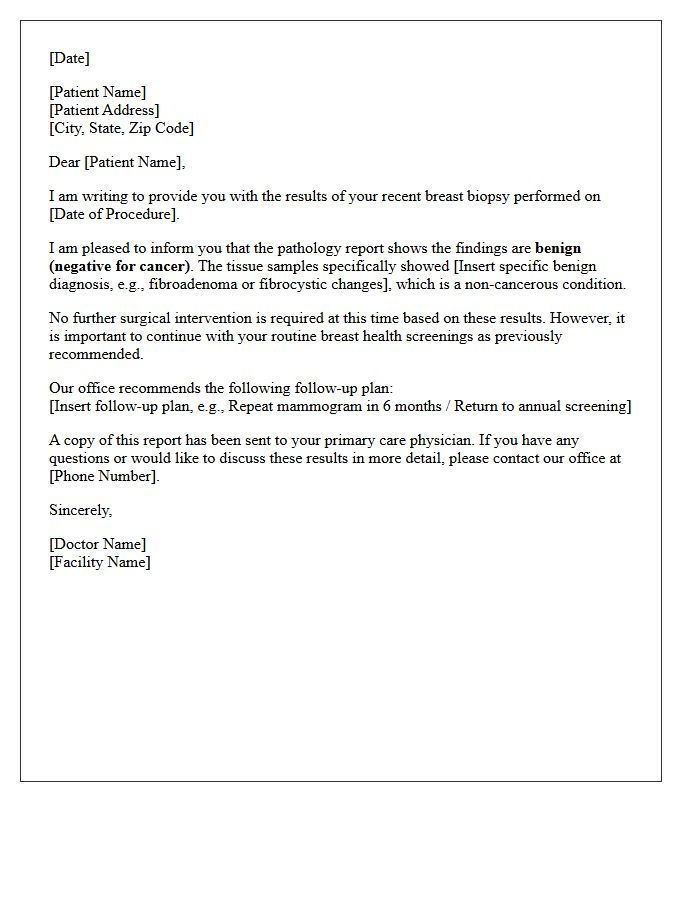 Negative Breast Biopsy Pathology Results Letter