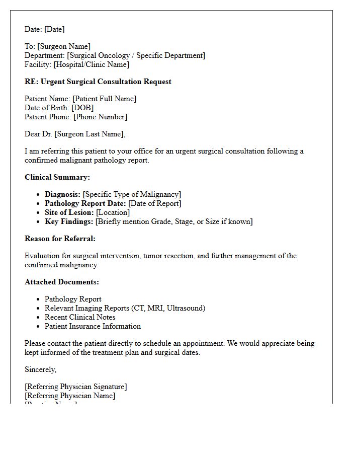 Malignant Pathology Results Surgical Consultation Request Letter