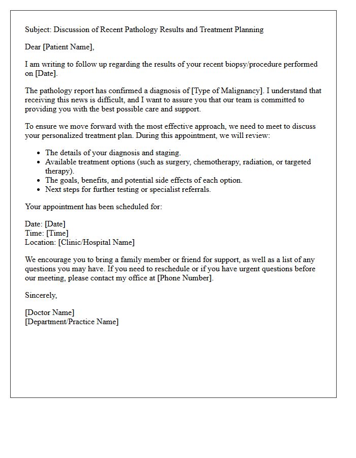 Malignant Pathology Results Treatment Plan Discussion Letter