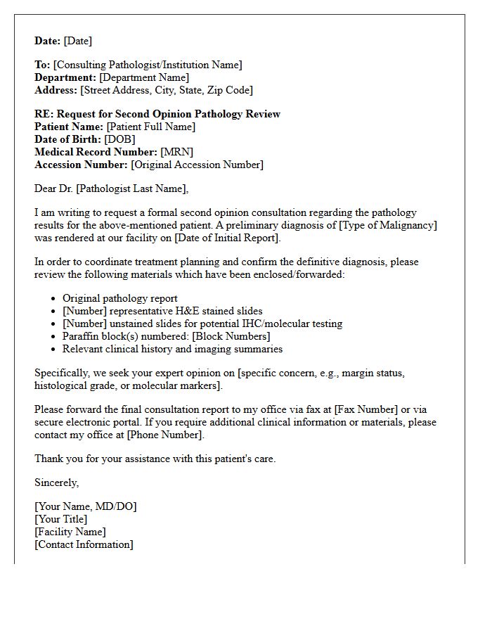 Second Opinion Malignant Pathology Results Coordination Letter