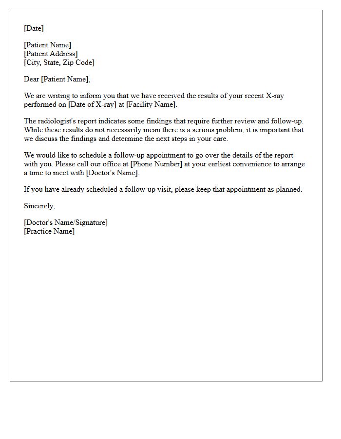 Abnormal X-Ray Imaging Results Letter